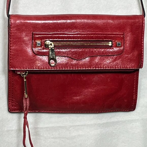 Rebecca Minkoff Red Grained Leather Adjustable Size Strap Crossbody Bag - Picture 7 of 15
